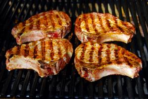 Creswick Farm's Thin Pork Chops Cooking On A Grill